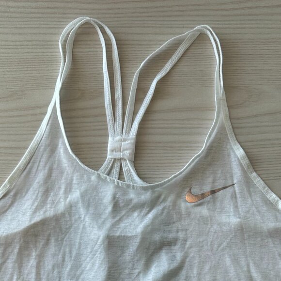 White Nike DriFit Strappy Athletic Tank Top - Picture 2 of 8